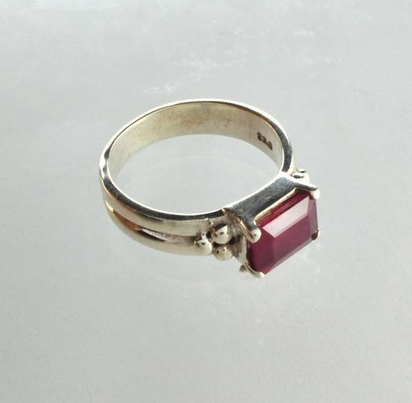 APP: 3k Sebastian 2CT Emerald Cut Ruby & Silver Ring: Designer Sebastian 2.72CT Emerald Cut Ruby and Sterling Silver Ring - Appraisal Value: $3.8K </