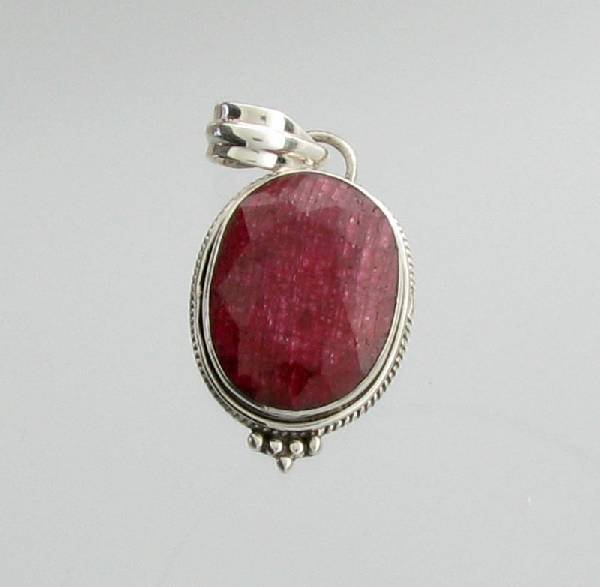 APP: 2k 15.75CT Oval Cut Ruby & Sterling Silver Pendant: 15.75CT Oval Cut Ruby & Sterling Silver Pendant - Appraisal Value: $2.3K