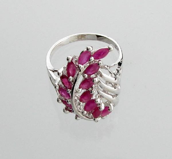 APP: 3k 2.54CT Marquise Cut Ruby & Sterling Silver Ring: 2.54CT Marquise Cut Ruby and Sterling Silver Ring - Appraisal Value: $3.0K