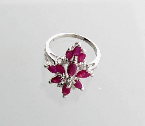 APP: 2k 2.28CT Marquise Cut Ruby & Sterling Silver Ring: 2.28CT Marquise Cut Ruby and Sterling Silver Ring - Appraisal Value: $2.6K