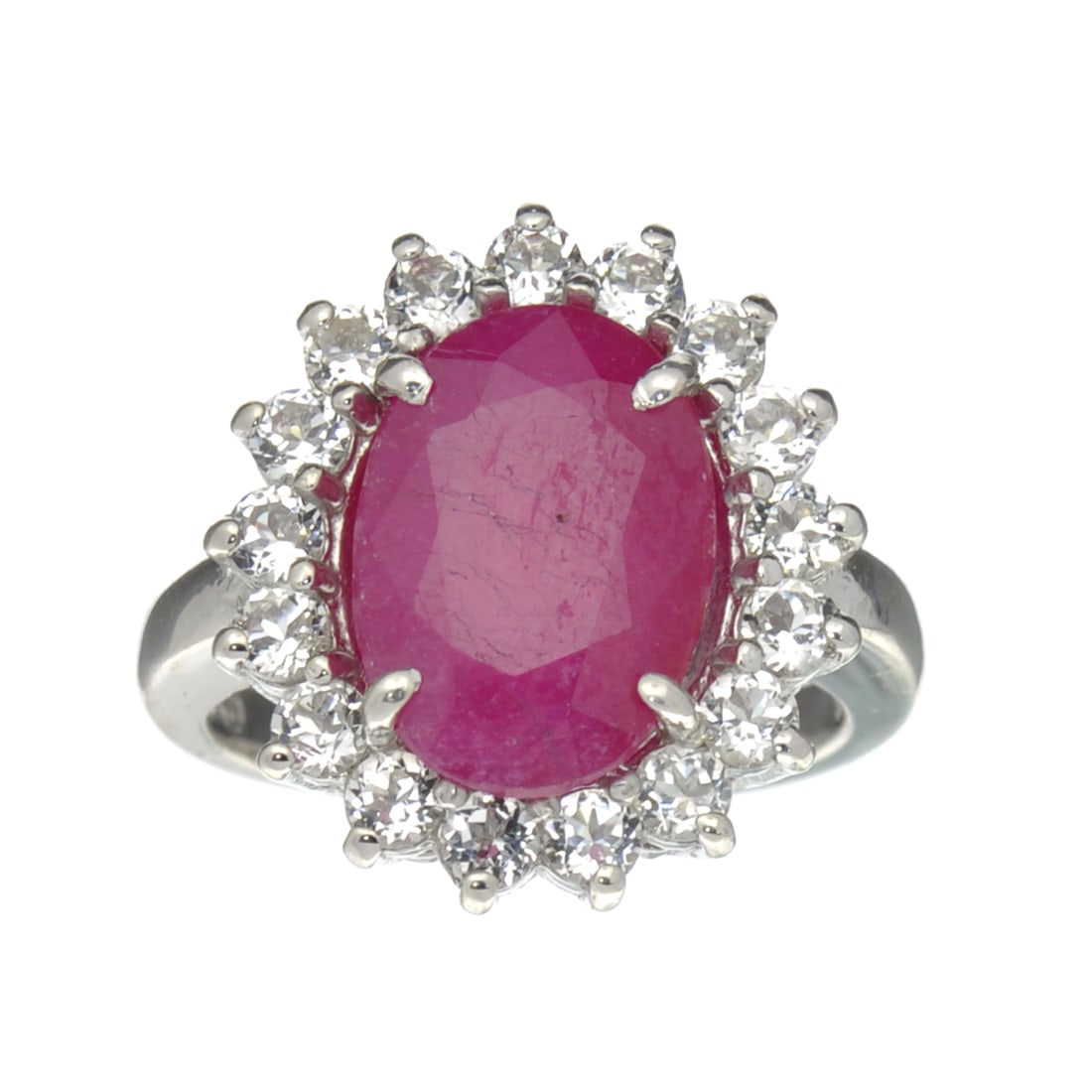 Designer Sebastian, 6.81CT Ruby And White Topaz Sterling Silver Ring: Gov. File: H-30628 Designer Sebastian, 6.81CT Ruby And White Topaz Sterling Silver Ring Retail Replacement Value: $1.3K Asset Type: Sterling Silver Ring Shipping: $19.95