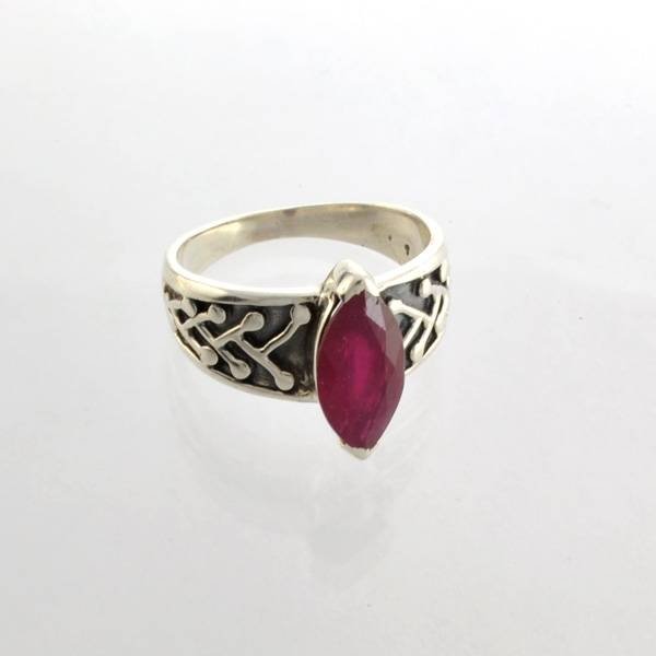 APP: 3k Sebastian 2CT Marquise Cut Ruby & Silver Ring: Designer Sebastian 2.46CT Marquise Cut Ruby and Sterling Silver Ring - Appraisal Value: $3.4K