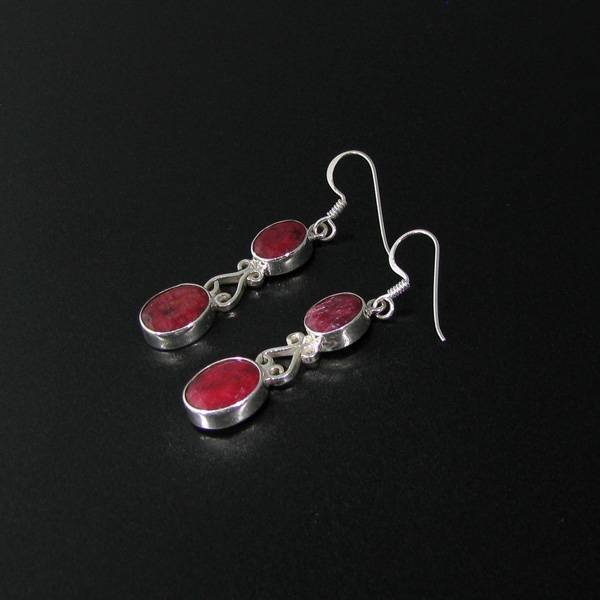 APP: 5.9k 12.33CT Ruby & Sterling Silver Earrings: 12.33CT Ruby and Sterling Silver Earrings - Appraisal Value: $5.8K