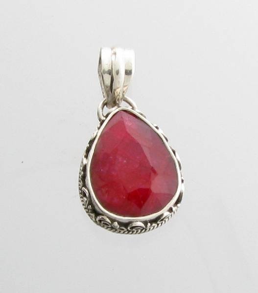 APP: 2k 13CTPear Cut Ruby & Sterling Silver Pendant: 13.52CT Pear Cut Ruby & Sterling Silver Pendant - Appraisal Value: $2.0K