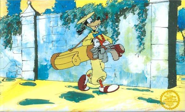 Disney Cel, Goofy Golfing, Wall on Back w/Certificate: Walt Disney Serigraph, Cell ,Goofy Golfing , Wall on Back W/ Certificate Of Authenticity
