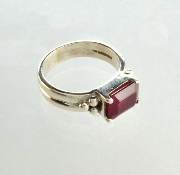 APP: 3k Sebastian 3CT Emerald Cut Ruby & Silver Ring: Designer Sebastian 3.25CT Emerald Cut Ruby and Sterling Silver Ring - Appraisal Value: $3.5K</