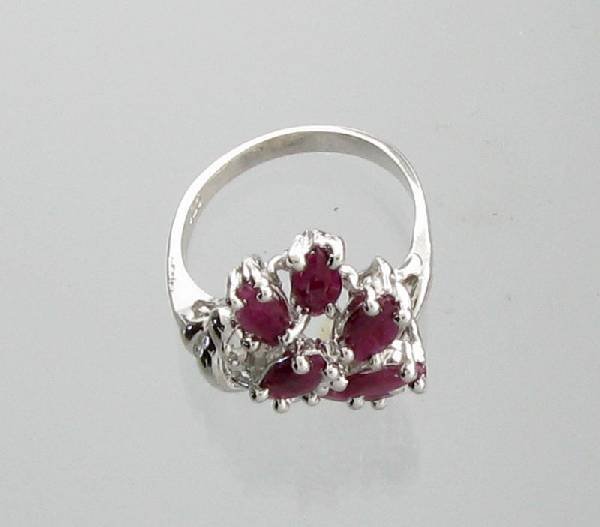 APP: 3k 2.14CT Marquise Cut Ruby & Sterling Silver Ring: 2.14CT Marquise Cut Ruby and Sterling Silver Ring - Appraisal Value: $3.4K