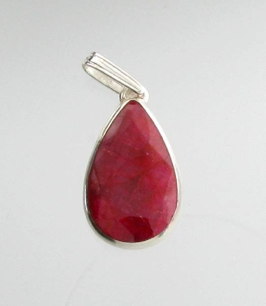APP: 2k 14.68CT Pear Cut Ruby & Sterling Silver Pendant: 14.68CT Pear Cut Ruby & Sterling Silver Pendant - Appraisal Value: $2.1K