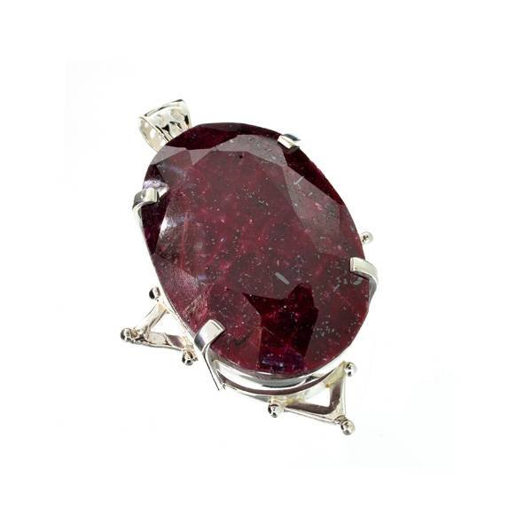 APP: 15k Sebastian 247CT Oval Cut Ruby & Silver Pendant: Designer Sebastian 247.57CT Oval Cut Ruby and Sterling Silver Pendant - Appraisal Value: $15.1K