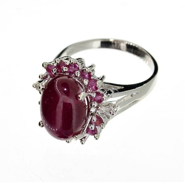 APP: 9k 5CT Oval Round Ruby Diamond & Sterl Silver Ring: 5.08CT Oval Round Ruby Diamond and Sterling Silver Ring - Appraisal Value: $9.0K