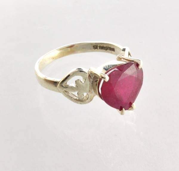 APP: 4k Sebastian 4CT Heart Cut Ruby & Silver Ring: Designer Sebastian 4.52CT Heart Cut Ruby and Sterling Silver Ring - Appraisal Value: $4.7K