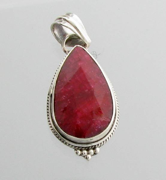 APP: 2.2k 14.29CT Pear Cut Ruby Sterling Silver Pendant: 14.29CT Pear Cut Ruby Sterling Silver Pendant - Appraisal Value: $2.1K