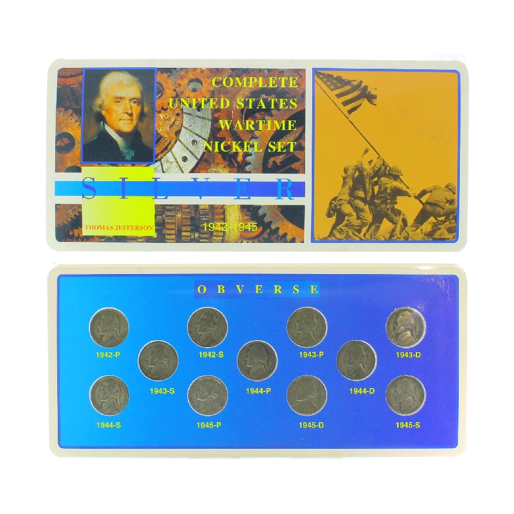1942-1945 U.S. Silver Thomas Jefferson Complete Wartime Nickel Set: Gov. File: C-94094 1942-1945 U.S. Silver Thomas Jefferson Complete Wartime Nickel Set Asset Type: Coin Set Shipping: $9.95