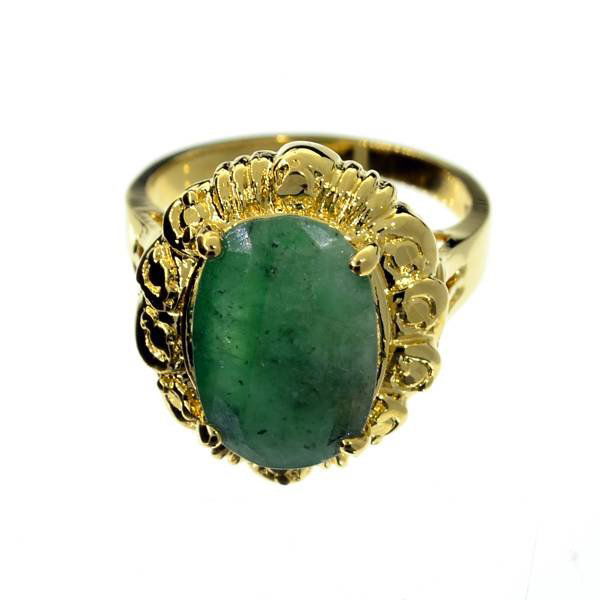APP: 5k 2CT Emerald & 14kt Yellow Gold Over Silver Ring: 2.92CT Oval Cut Emerald and 14kt. Yellow Gold Over Sterling Silver Ring - Appraisal Value: $5.0K