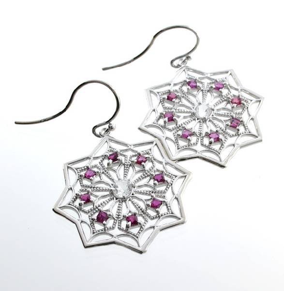 APP: 1k 2CT Round Cut Topaz Ruby & Silver Earrings: 2.33CT Round Cut Topaz Ruby and Sterling Silver Earrings - Appraisal Value: $1.6K