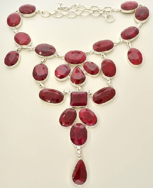 APP: 34k 314CT Mixed Cut Ruby & Sterl Silver Necklace: 314.50CT Mixed Cut Ruby and Sterling Silver Necklace - Appraisal Value: $34.0K