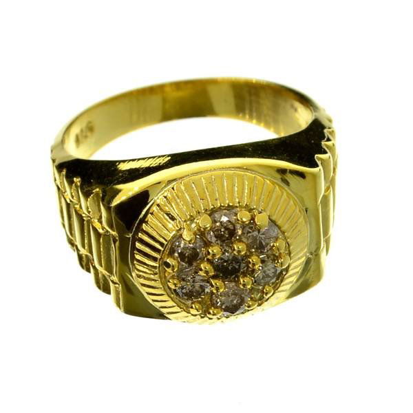 APP: 3k Diamond 18kt Gold over Silver Rolex Style Ring: 0.60CT Diamond 18 kt. Yellow Gold over Sterling Silver Rolex Style Ring - Appraisal Value: $3.7K