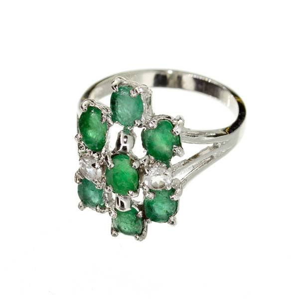 APP: 3k 1CT Oval, Round Emerald, Topaz & Silver Ring: 1.77CT Oval, Round Cut Emerald, Topaz and Sterling Silver Ring - Appraisal Value: $3.4K