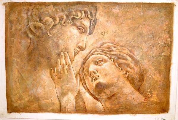 Oil Painting- Michael Angelo's Drawing- Adam & Eve: Oil Painting On Canvas- Michael Angelo's Drawing- Adam And Eve- 27''x39