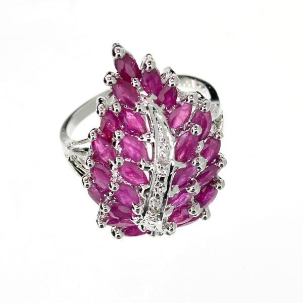 APP: 2k 2.92CT Marquise Cut Ruby & Sterling Silver Ring: 2.92CT Marquise Cut Ruby and Sterling Silver Ring - Appraisal Value: $2.8K