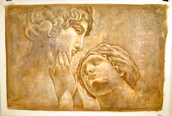 Oil Painting- Michael Angelo's Drawing- Adam & Eve: Oil Painting On Canvas- Michael Angelo's Drawing- Adam And Eve- 27''x39