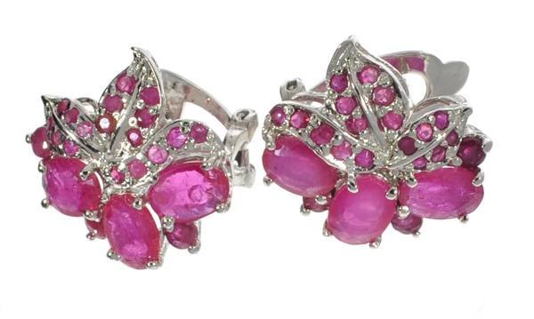 APP: 8k 5.05CT Oval Cut Ruby & Sterling Silver Earrings: 5.05CT Oval Cut Ruby and Sterling Silver Earrings - Appraisal Value: $8.8K