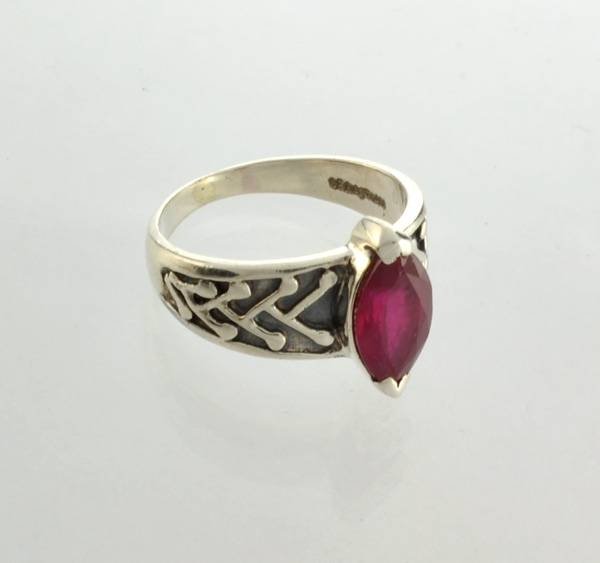 APP: 3k Sebastian 2CT Marquise Ruby & Silver Ring: Designer Sebastian 2.16CT Marquise Ruby and Sterling Silver Ring - Appraisal Value: $3.4K