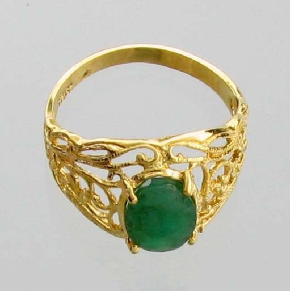 APP: 5k 1CT Emerald & 14kt Yellow Gold Over Silver Ring: 1.84CT Oval Cut Emerald and 14kt. Yellow Gold Over Sterling Silver Ring - Appraisal Value: $5.0K