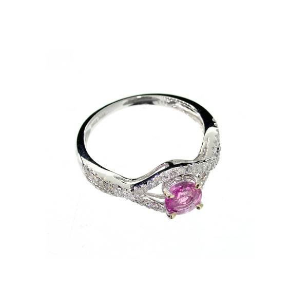 APP: 5k 18kt White Gold, 0k Sapphire & 0CT Diamond Ring: 18 kt. White Gold, 0.81CT Round Cut Pink Sapphire and 0.28CT Diamond Ring - Appraisal Value: $5.2K