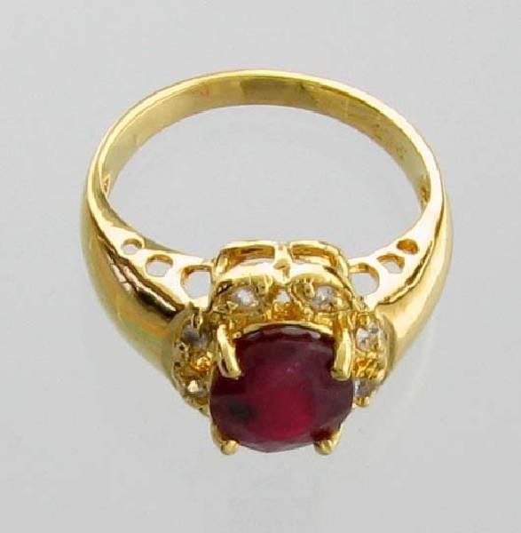 APP: 9k 3CT Ruby & Topaz 14kt. Over Sterl Silver Ring: 3.23CT Ruby and Topaz 14kt. Over Sterling Silver Ring - Appraisal Value: $9.5K