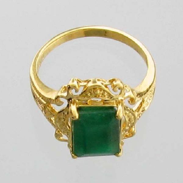 APP: 11k 2CT Rectangle Emerald & 14kt. Over Silver Ring: 2.71CT Rectangle Cut Emerald and 14kt. Over Sterling Silver Ring - Appraisal Value: $11.6K