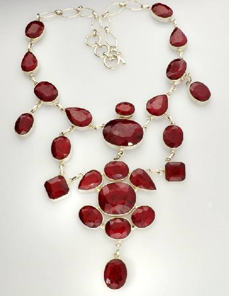 APP: 19k 367CT Mixed Cut Ruby & Sterl Silver Necklace: 367.48CT Mixed Cut Ruby and Sterling Silver Necklace - Appraisal Value: $19.8K