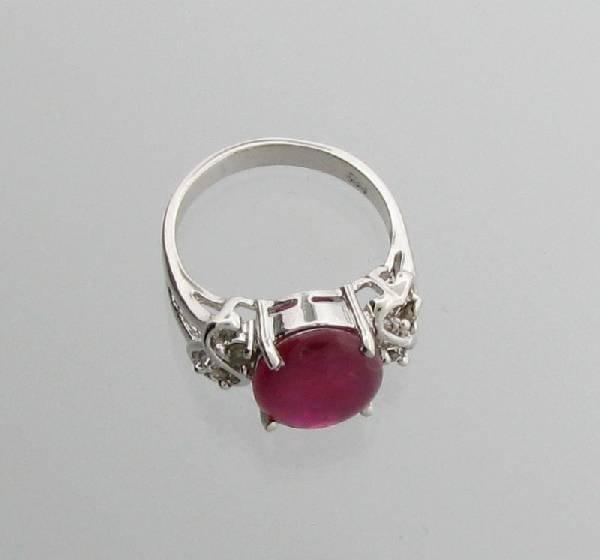 APP: 5.3k 3.75CT Ruby w/Diamond & Sterling Silver Ring: 3.75CT Ruby W/Diamond and Sterling Silver Ring - Appraisal Value: $5.3K