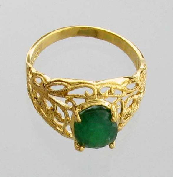 APP: 6k 2CT Emerald & 14kt. Gold Over Silver Ring: 2.45CT Oval Cut Emerald and 14kt. Yellow Gold Over Sterling Silver Ring - Appraisal Value: $6.6K