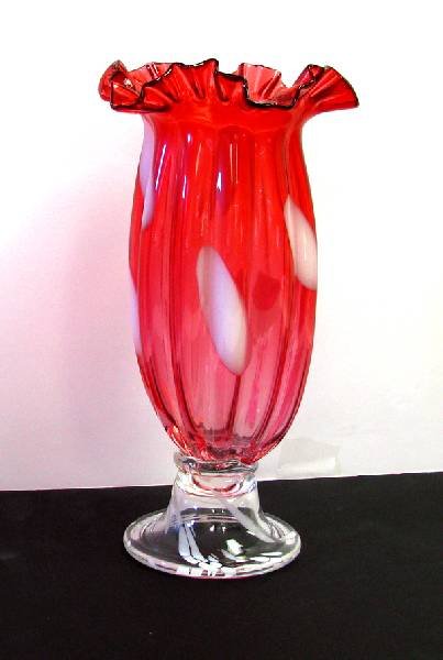 Vase- Cran Opal Glass 5x12 H: Vase- Cran Opal Glass 5x12 H