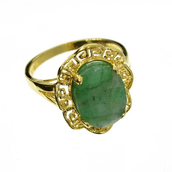 APP: 6k 3CT Emerald & 14kt Yellow Gold Over Silver Ring: 3.84CT Oval Cut Emerald and 14kt. Yellow Gold Over Sterling Silver Ring - Appraisal Value: $6.4K