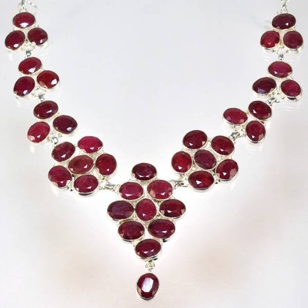 APP: 9k 168 CT Oval Cut Ruby & Sterling Silver Necklace: 168.15CT Oval Cut Ruby and Sterling Silver Necklace - Appraisal Value: $9.1K