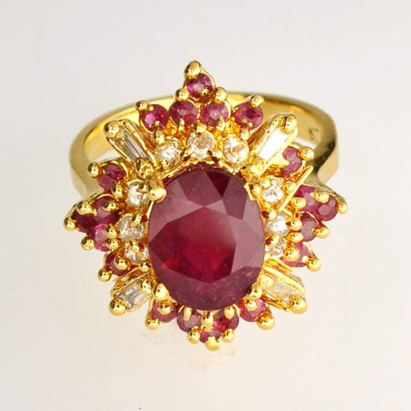 APP: 13k 3CT Ruby & Diamond 14kt. Over Silver Ring: 3.48CT Ruby and Diamond 14kt. Over Sterling Silver Ring - Appraisal Value: $13.2K