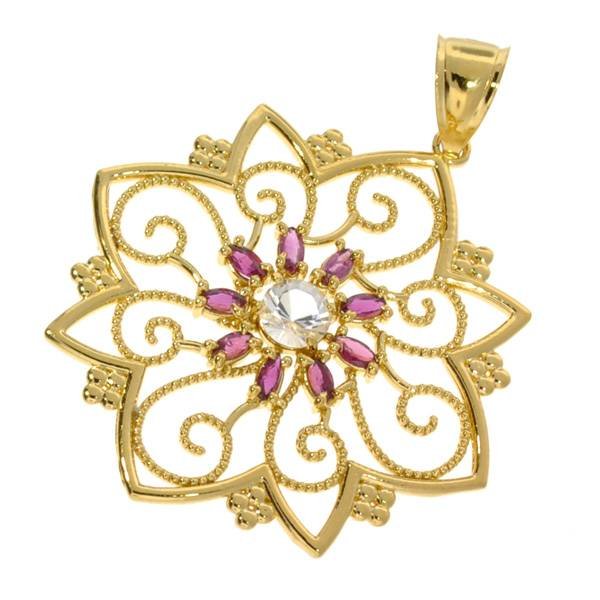 APP: 1k 1CT Ruby Topaz & 18kt Gold over Silver Pendant: 1.22CT Ruby Topaz and 18 kt. Yellow Gold over Sterling Silver Pendant - Appraisal Value: $1.4K