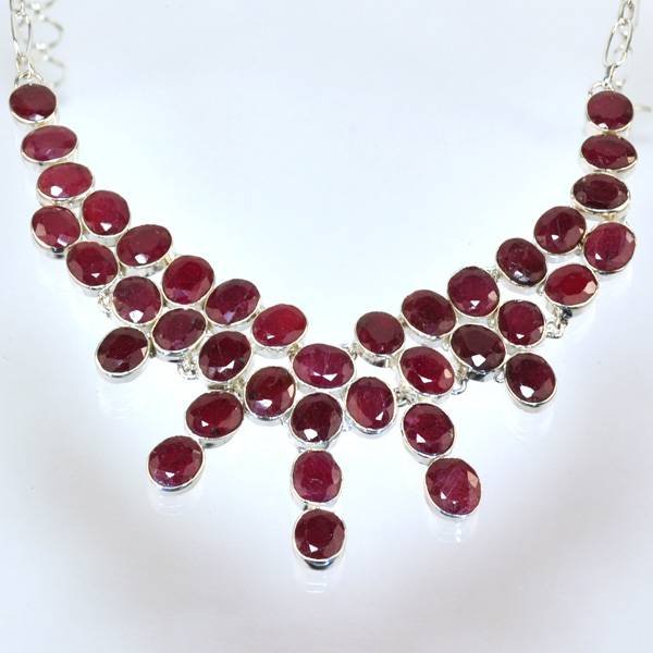 APP: 8k 118 CT Oval Cut Ruby & Sterling Silver Necklace: 118.60CT Oval Cut Ruby and Sterling Silver Necklace - Appraisal Value: $7.9K