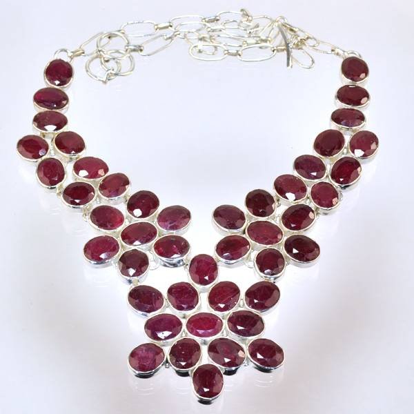 APP: 7k 116 CT Oval Cut Ruby & Sterling Silver Necklace: 116.07CT Oval Cut Ruby and Sterling Silver Necklace - Appraisal Value: $7.8K
