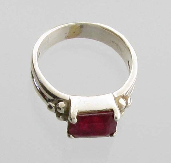 APP: 4k Sebastian 3CT Emerald Cut Ruby & Silver Ring: Designer Sebastian 3.26CT Emerald Cut Ruby and Sterling Silver Ring - Appraisal Value: $4.5K </