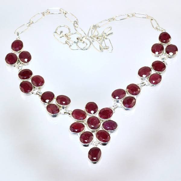 APP: 6k 97 CT Oval Cut Ruby & Sterling Silver Necklace: 97.00CT Oval Cut Ruby and Sterling Silver Necklace - Appraisal Value: $6.5K