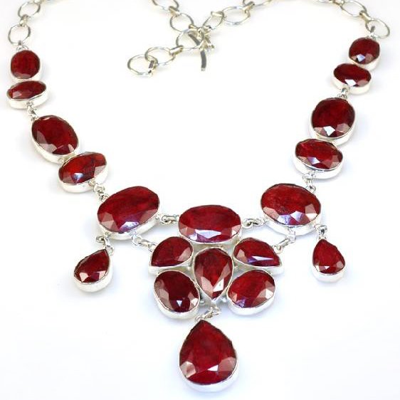 APP: 11k 271CT Mixed Cut Ruby & Sterl Silver Necklace: 271.33CT Mixed Cut Ruby and Sterling Silver Necklace - Appraisal Value: $11.6K