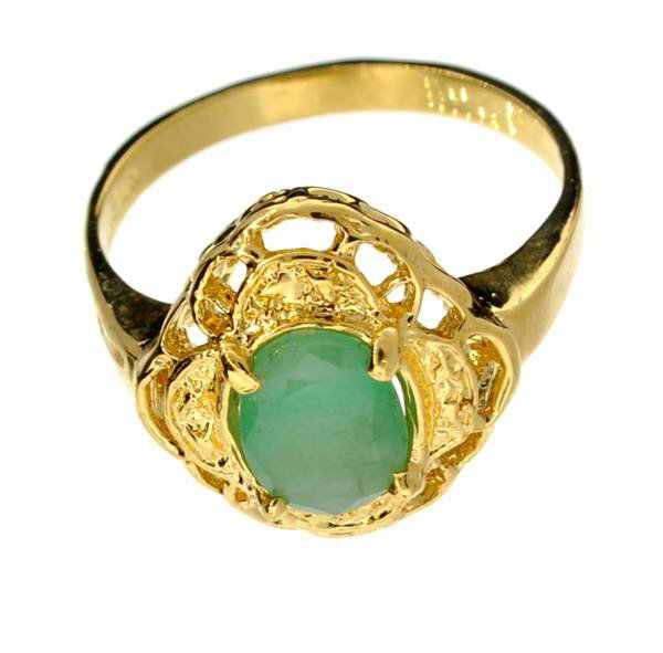 APP: 3k 1CT Emerald & 14kt Yellow Gold Over Silver Ring: 1.33CT Oval Cut Emerald and 14kt. Yellow Gold Over Sterling Silver Ring - Appraisal Value: $3.7K