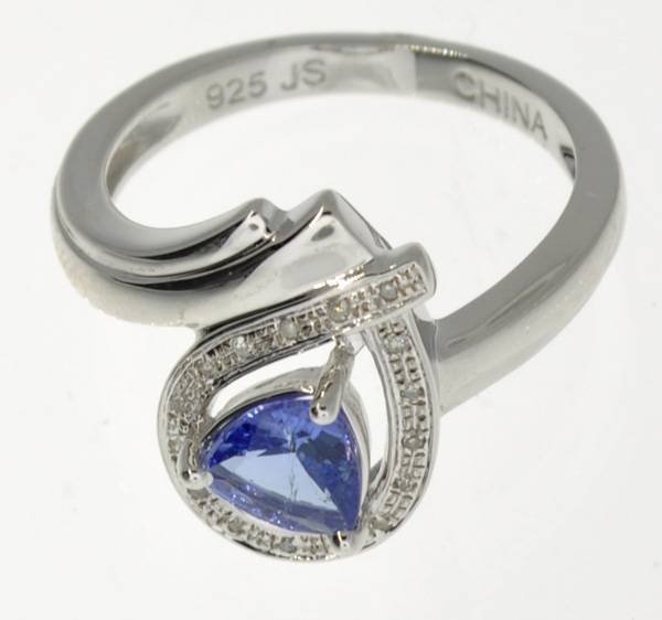 APP: 2k 0CT Triangle Tanzanite Diamond & Silver Ring: 0.79CT Triangle Cut Tanzanite Diamond and Sterling Silver Ring - Appraisal Value: $2.1K