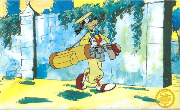 Disney Cell, Goofy Golfing, Wall on Back w/Certificate: Walt Disney Serigraph, Cell, Goofy Golfing , Wall on Back W/ Certificate Of Authenticity