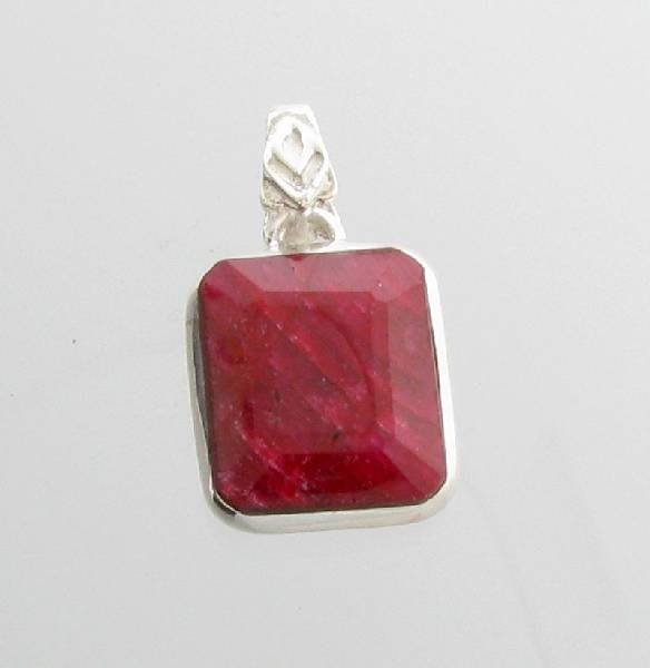 APP: 3k 20CT Emerald Cut Ruby & Sterl Silver Pendant: 20.47CT Emerald Cut Ruby & Sterling Silver Pendant - Appraisal Value: $2.9K