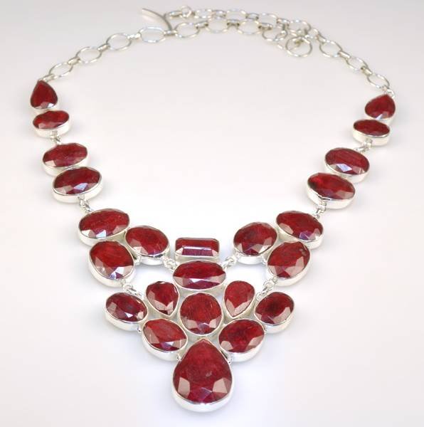 APP: 10k 220CT Mixed Cut Ruby & Sterl Silver Necklace: 220.94CT Mixed Cut Ruby and Sterling Silver Necklace - Appraisal Value: $10.3K