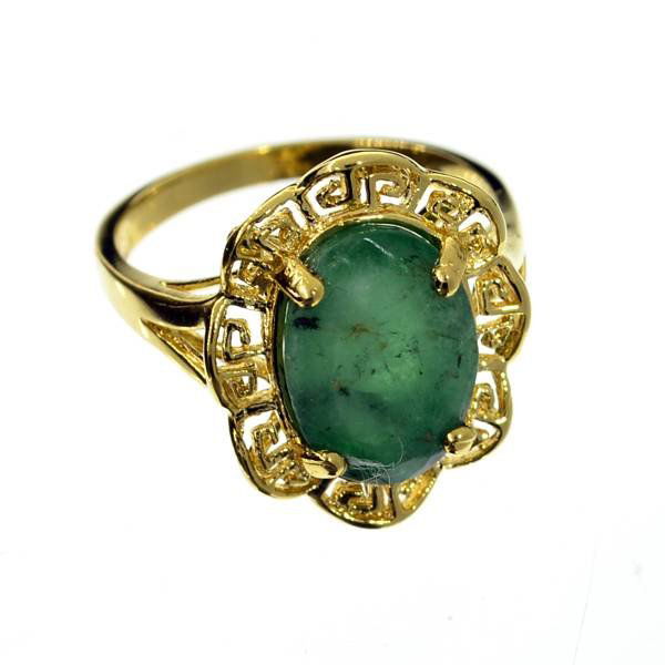 APP: 6k 3CT Emerald & 14kt. Over Silver Ring: 3.87CT Oval Cut Emerald and 14kt. Yellow Gold Over Sterling Silver Ring - Appraisal Value: $6.5K